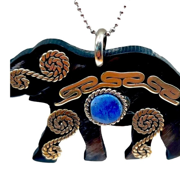 Origami Owl Elephant Pendant Necklace With Blue Stone & Silver Details.   B47 - Picture 8 of 10